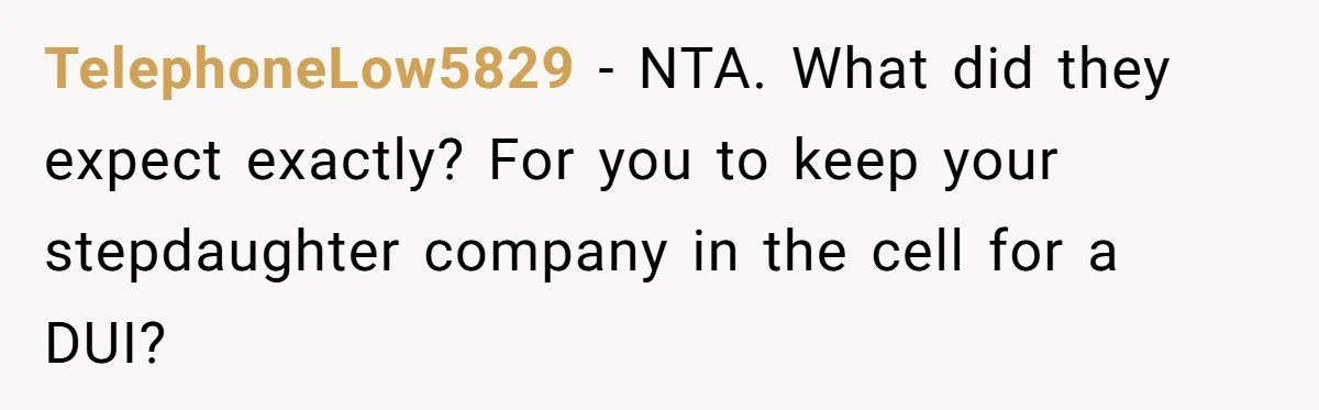 TelephoneLow5829 − NTA. What did they expect exactly? For you to keep your stepdaughter company in the cell for a DUI?