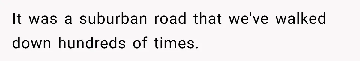 It was a suburban road that we've walked down hundreds of times.