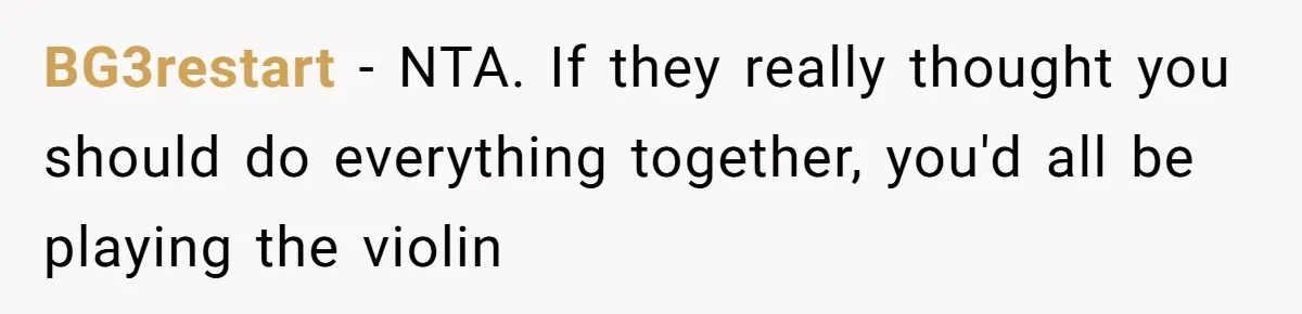 BG3restart − NTA. If they really thought you should do everything together, you'd all be playing the violin