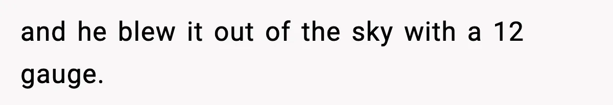 and he blew it out of the sky with a 12 gauge.