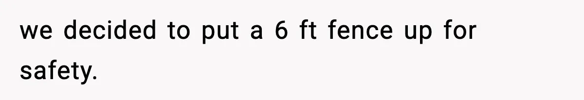 we decided to put a 6 ft fence up for safety.