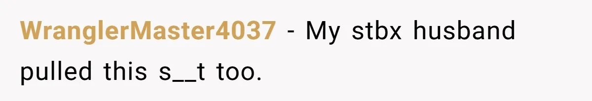 WranglerMaster4037 − My stbx husband pulled this s__t too.