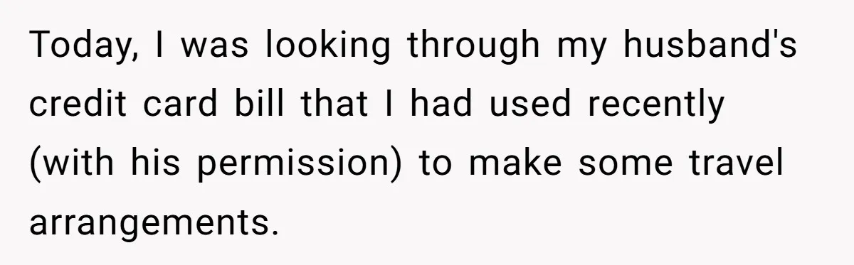 Today, I was looking through my husband's credit card bill that I had used recently (with his permission) to make some travel arrangements.