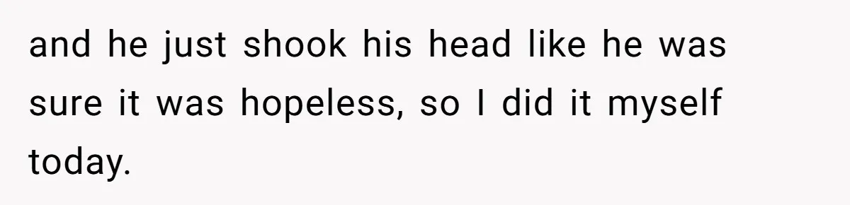and he just shook his head like he was sure it was hopeless, so I did it myself today.