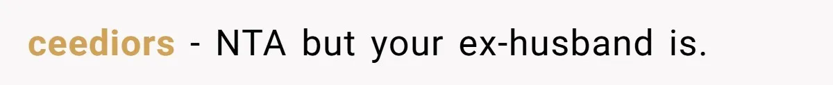 ceediors − NTA but your ex-husband is.