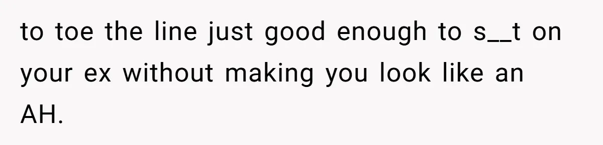 to toe the line just good enough to s__t on your ex without making you look like an AH.