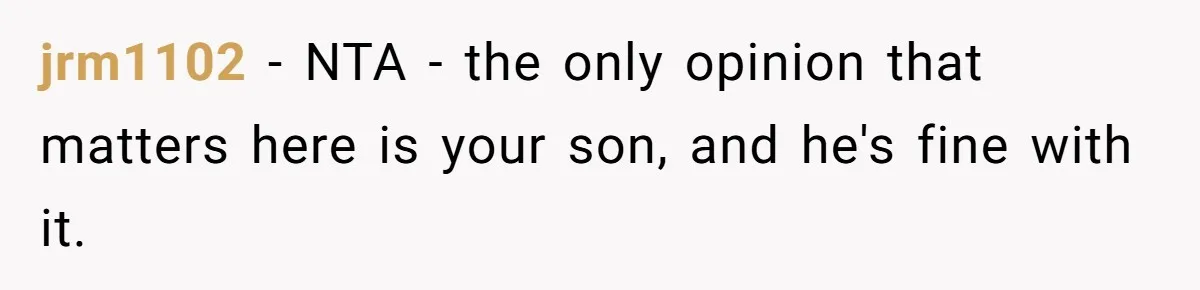 jrm1102 − NTA - the only opinion that matters here is your son, and he's fine with it.