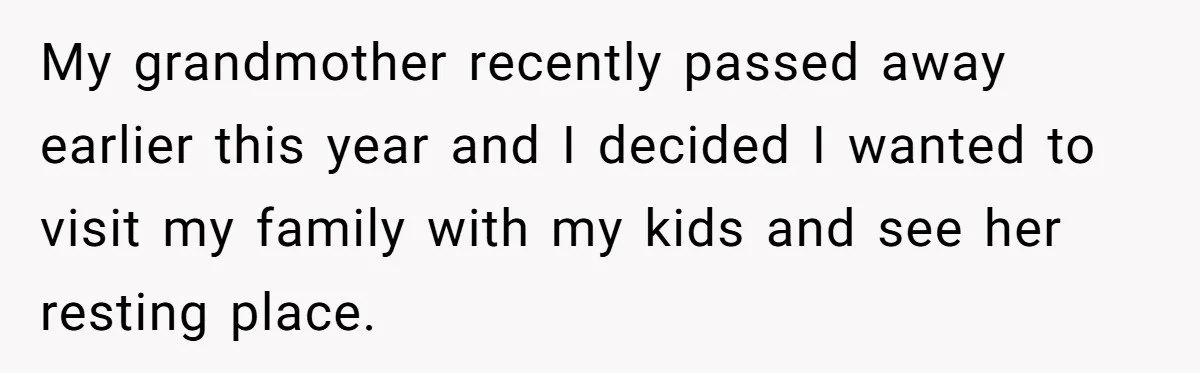 My grandmother recently passed away earlier this year and I decided I wanted to visit my family with my kids and see her resting place.