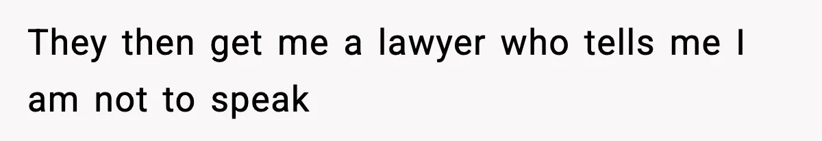 They then get me a lawyer who tells me I am not to speak