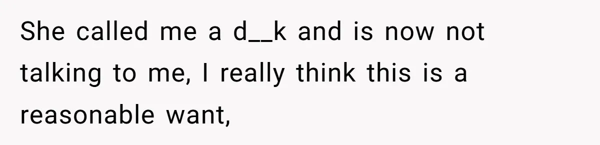 She called me a d__k and is now not talking to me, I really think this is a reasonable want,