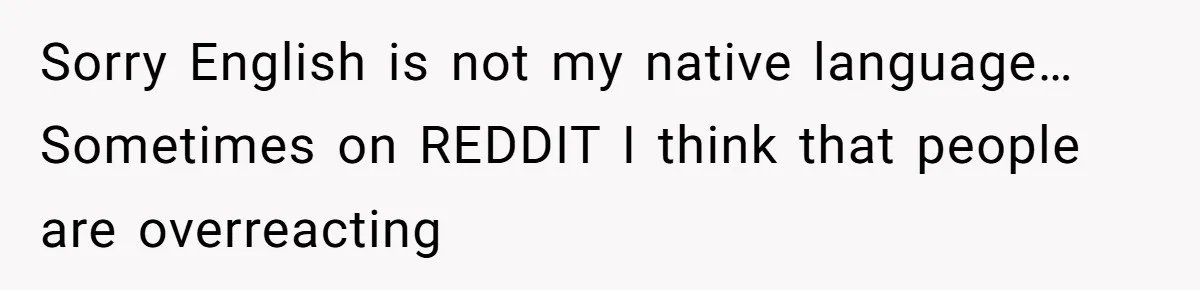 Sorry English is not my native language… Sometimes on REDDIT I think that people are overreacting