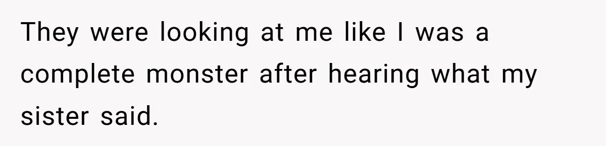 They were looking at me like I was a complete monster after hearing what my sister said.