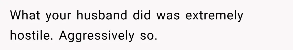 What your husband did was extremely hostile. Aggressively so.
