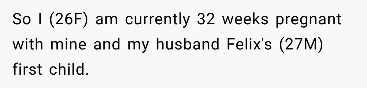 So I (26F) am currently 32 weeks pregnant with mine and my husband Felix's (27M) first child.