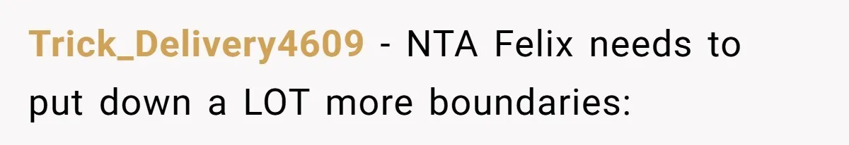 Trick_Delivery4609 − NTA Felix needs to put down a LOT more boundaries: