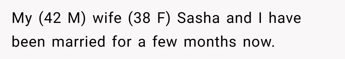 My (42 M) wife (38 F) Sasha and I have been married for a few months now.