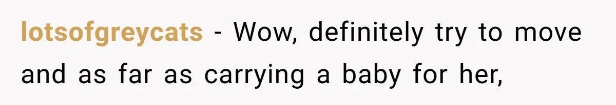 lotsofgreycats − Wow, definitely try to move and as far as carrying a baby for her,