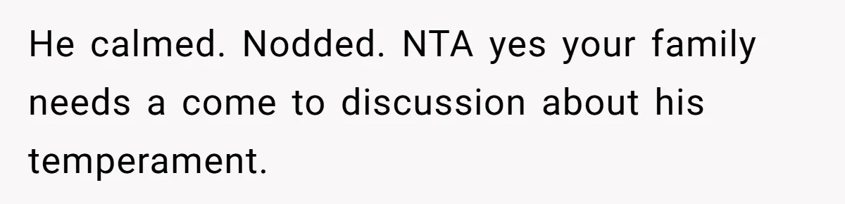 He calmed. Nodded. NTA yes your family needs a come to discussion about his temperament.