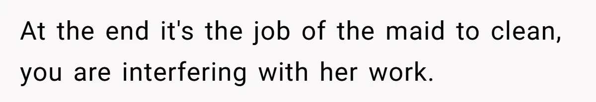 At the end it's the job of the maid to clean, you are interfering with her work.