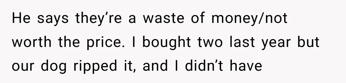 He says they’re a waste of money/not worth the price. I bought two last year but our dog ripped it, and I didn’t have