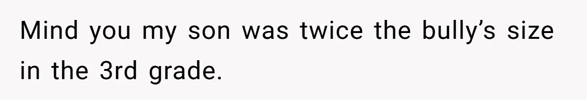 Mind you my son was twice the bully’s size in the 3rd grade.