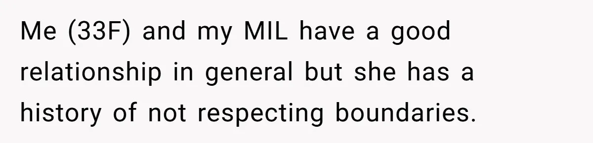 Me (33F) and my MIL have a good relationship in general but she has a history of not respecting boundaries.