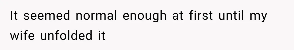 It seemed normal enough at first until my wife unfolded it