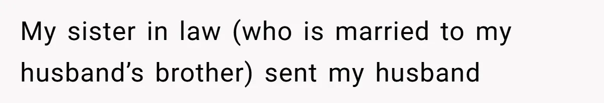 My sister in law (who is married to my husband’s brother) sent my husband