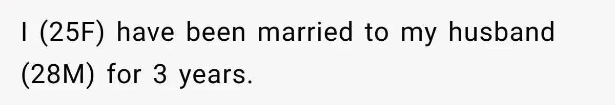 I (25F) have been married to my husband (28M) for 3 years.