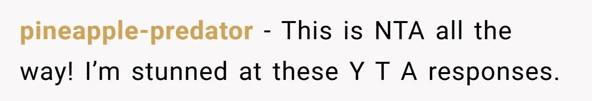pineapple-predator − This is NTA all the way! I’m stunned at these Y T A responses.