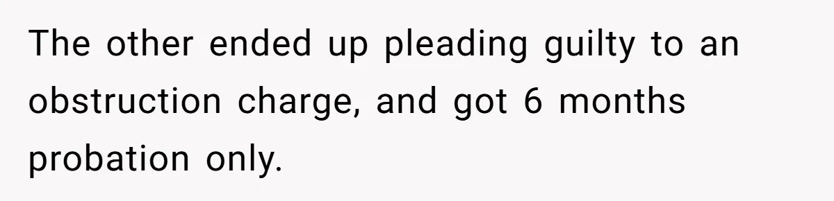 The other ended up pleading guilty to an obstruction charge, and got 6 months probation only.