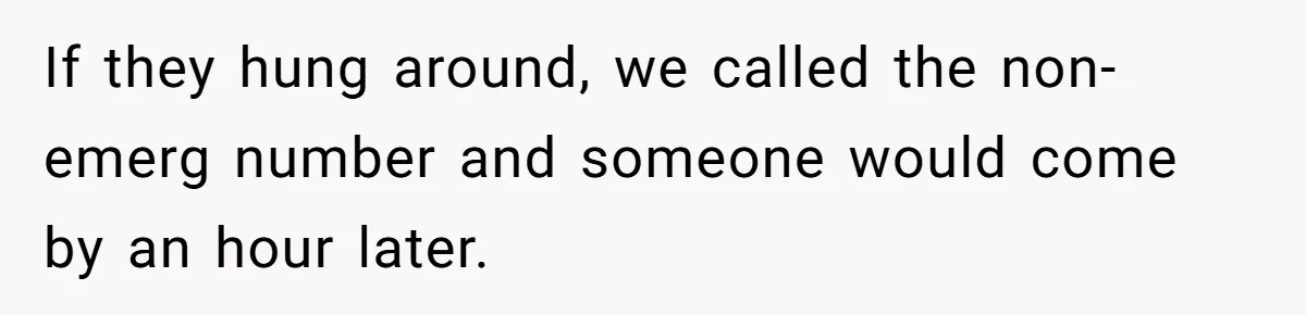 If they hung around, we called the non-emerg number and someone would come by an hour later.