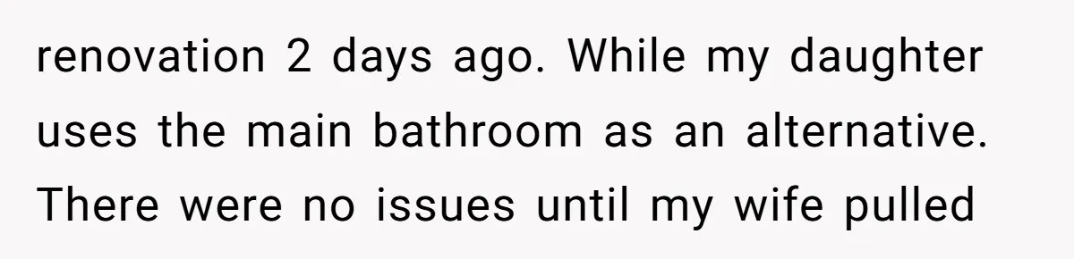 renovation 2 days ago. While my daughter uses the main bathroom as an alternative. There were no issues until my wife pulled