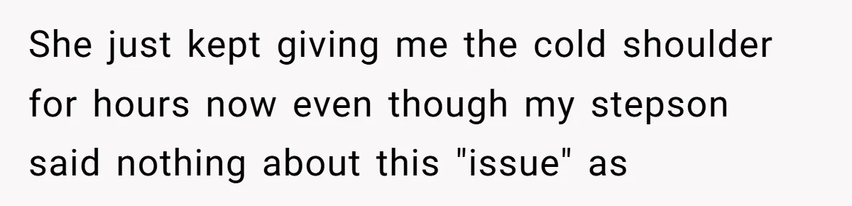 She just kept giving me the cold shoulder for hours now even though my stepson said nothing about this "issue" as