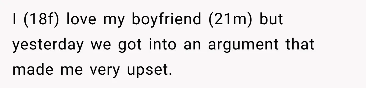 I (18f) love my boyfriend (21m) but yesterday we got into an argument that made me very upset.