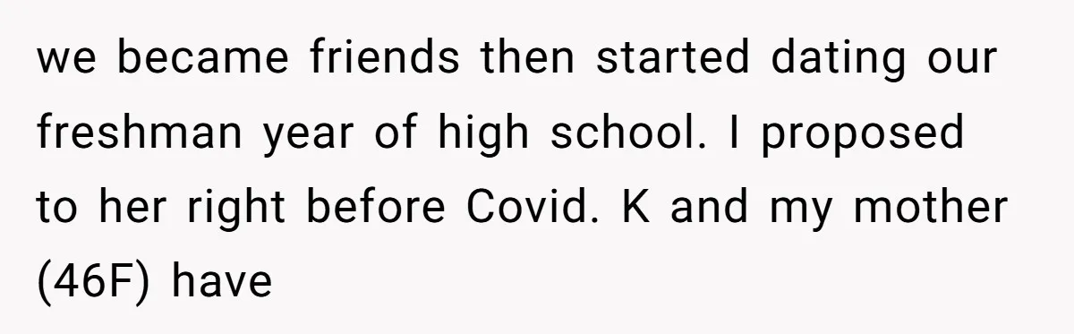 When a Mother-in-Law Criticizes a Wedding Dress and Gets a Real Response we became friends then started dating our freshman year of high school. I proposed to her right before Covid. K and my mother (46F) have
