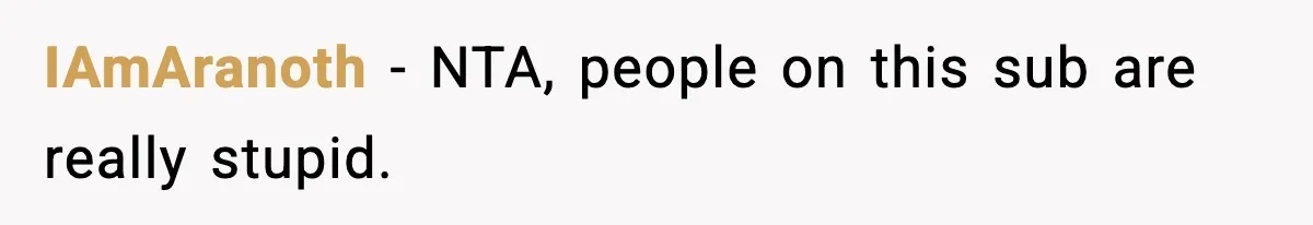 IAmAranoth − NTA, people on this sub are really stupid.