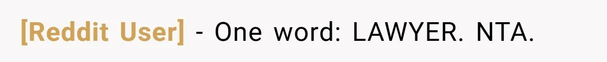 [Reddit User] − One word: LAWYER. NTA.