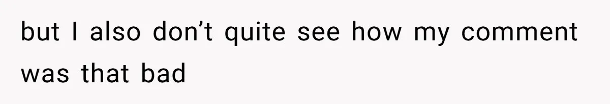 but I also don’t quite see how my comment was that bad