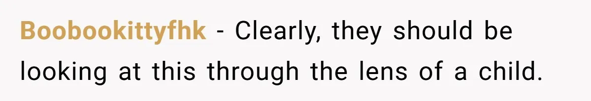 Boobookittyfhk − Clearly, they should be looking at this through the lens of a child.