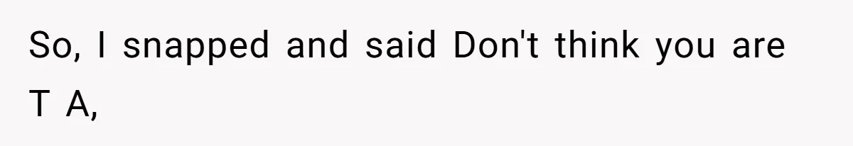 So, I snapped and said Don't think you are T A,