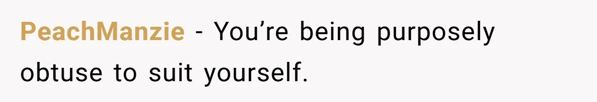 PeachManzie − You’re being purposely obtuse to suit yourself.