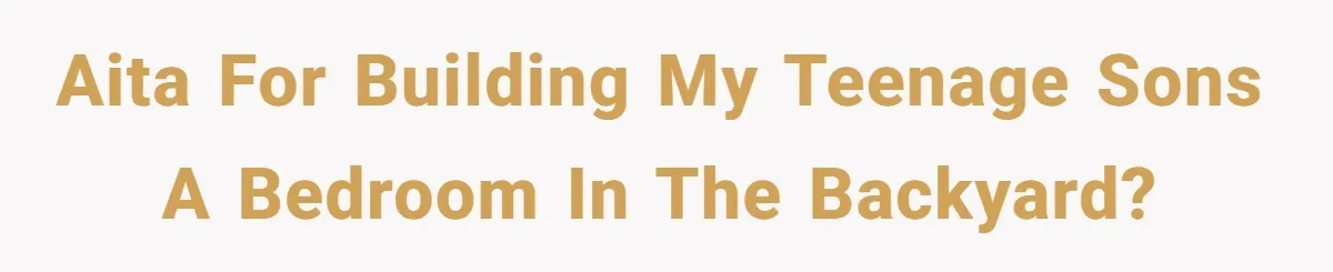 AITA for building my teenage sons a bedroom in the backyard?