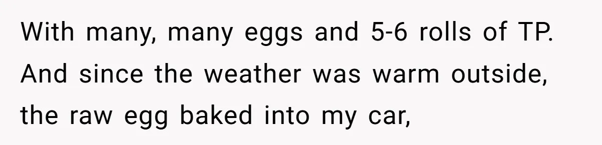 With many, many eggs and 5-6 rolls of TP. And since the weather was warm outside, the raw egg baked into my car,