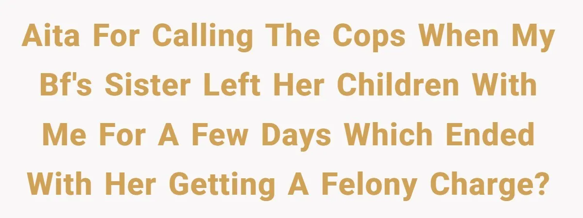 AITA for calling the cops when my bf's sister left her children with me for a few days which ended with her getting a felony charge?