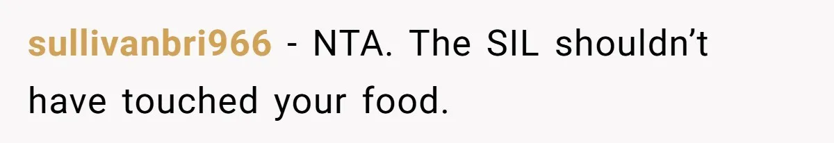 sullivanbri966 − NTA. The SIL shouldn’t have touched your food.