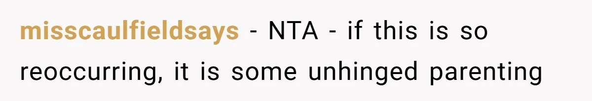 misscaulfieldsays − NTA - if this is so reoccurring, it is some unhinged parenting