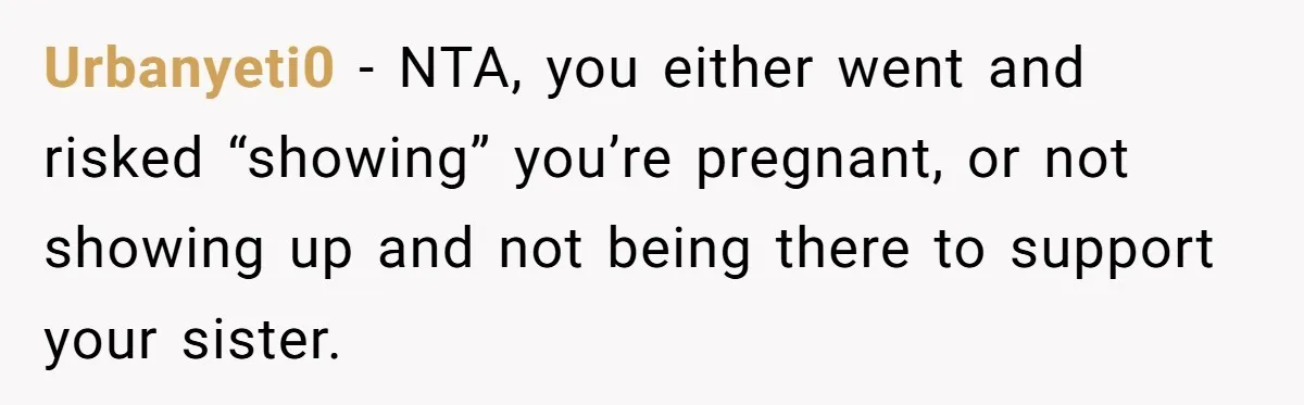 Urbanyeti0 − NTA, you either went and risked “showing” you’re pregnant, or not showing up and not being there to support your sister.
