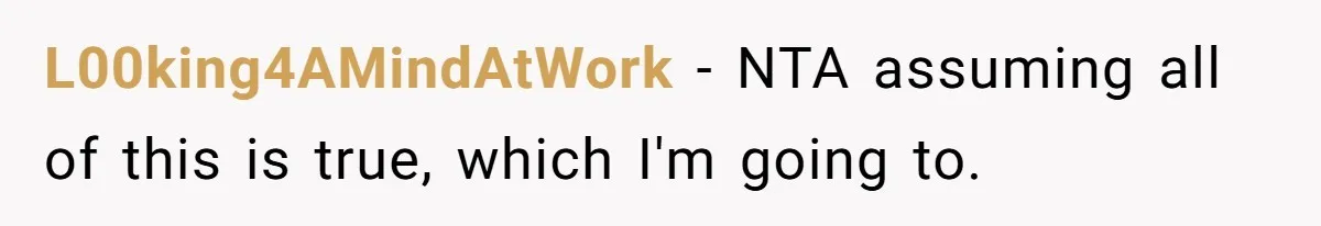 L00king4AMindAtWork − NTA assuming all of this is true, which I'm going to.