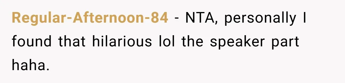 Regular-Afternoon-84 − NTA, personally I found that hilarious lol the speaker part haha.